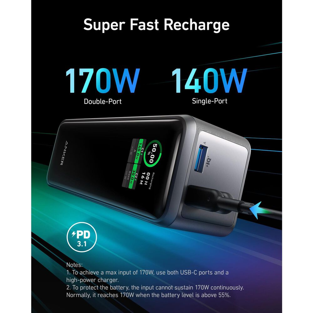 Anker Multi Device 27650mAh Fast Charging Power Bank in Black, , large