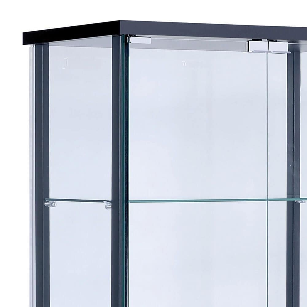 Pacific Landing 5-Shelf Glass Curio Cabinet in Black and Clear, , large