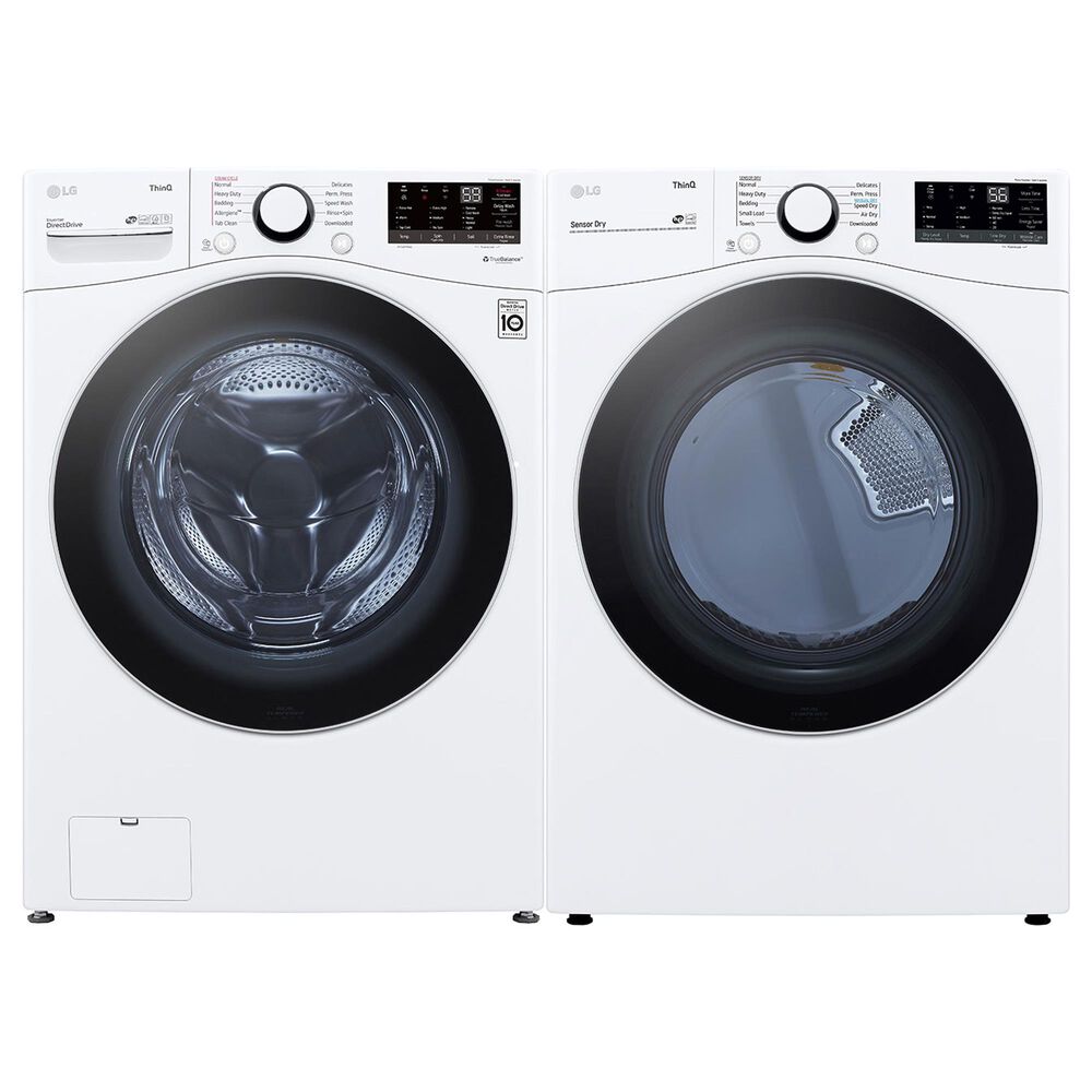 LG 4.5 Cu. Ft. Front Load Washer with Steam and 7.4 Cu. Ft. Electric Dryer Laundry Pair in White, , large
