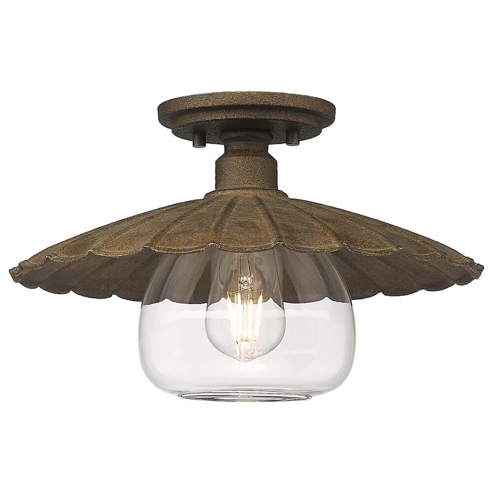 Golden Lighting Clemence 1-Light Flush Mount in Dark Rust, , large
