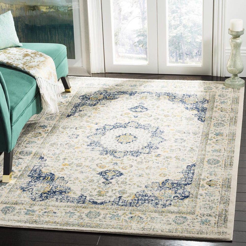 Safavieh Evoke EVK220C-4 4" x 6" Ivory/Blue Area Rug, , large