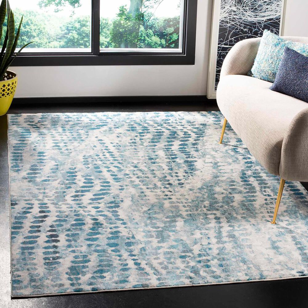 Safavieh Aria 5&#39;1&quot; x 7&#39;6&quot; Cream and Teal Area Rug, , large