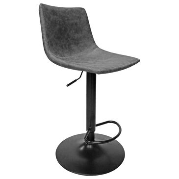 Primitive Home Dove Swivel Adjustable Bar Stool with Dark Grey Cushion in Black, , large