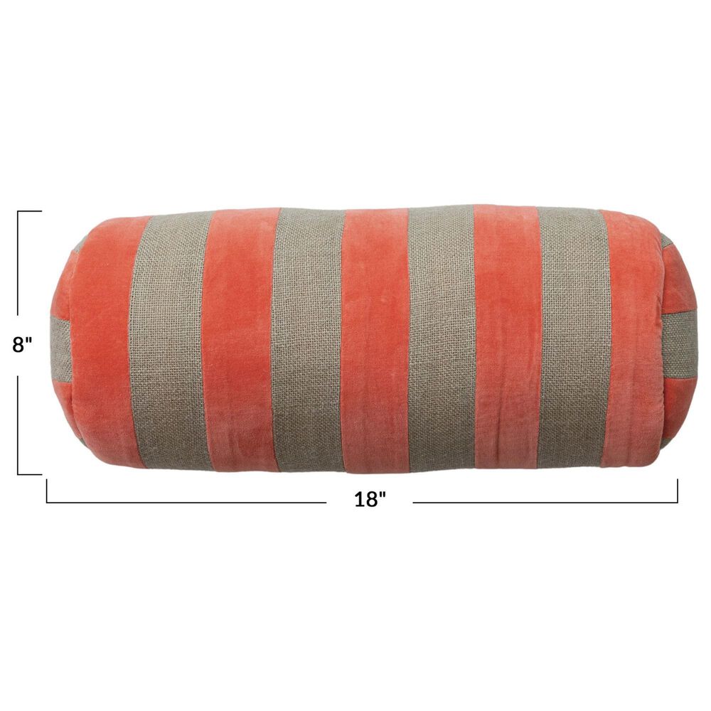 Teak Interiors Happy House 18&quot; x 8&quot; Bolster Throw Pillow in Pink and Natural, , large