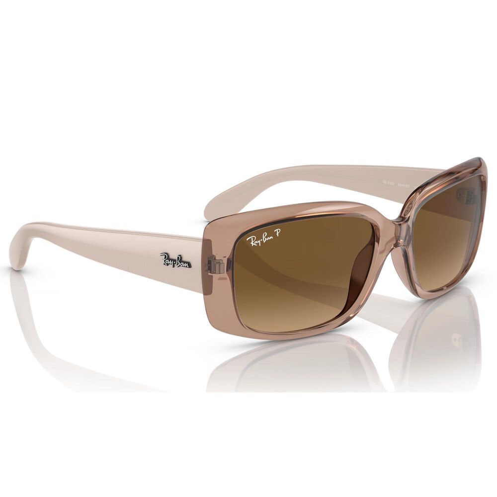 Ray-Ban Rectangular Sunglasses with Brown Lenses in Polished Transparent Brown, , large