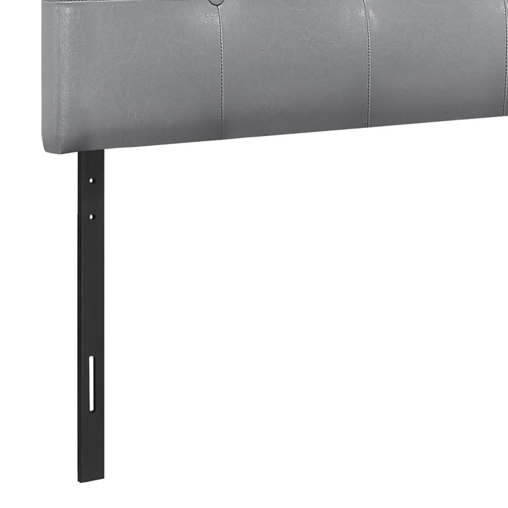 Monarch Specialties Twin Faux Leather Headboard in Grey NFM