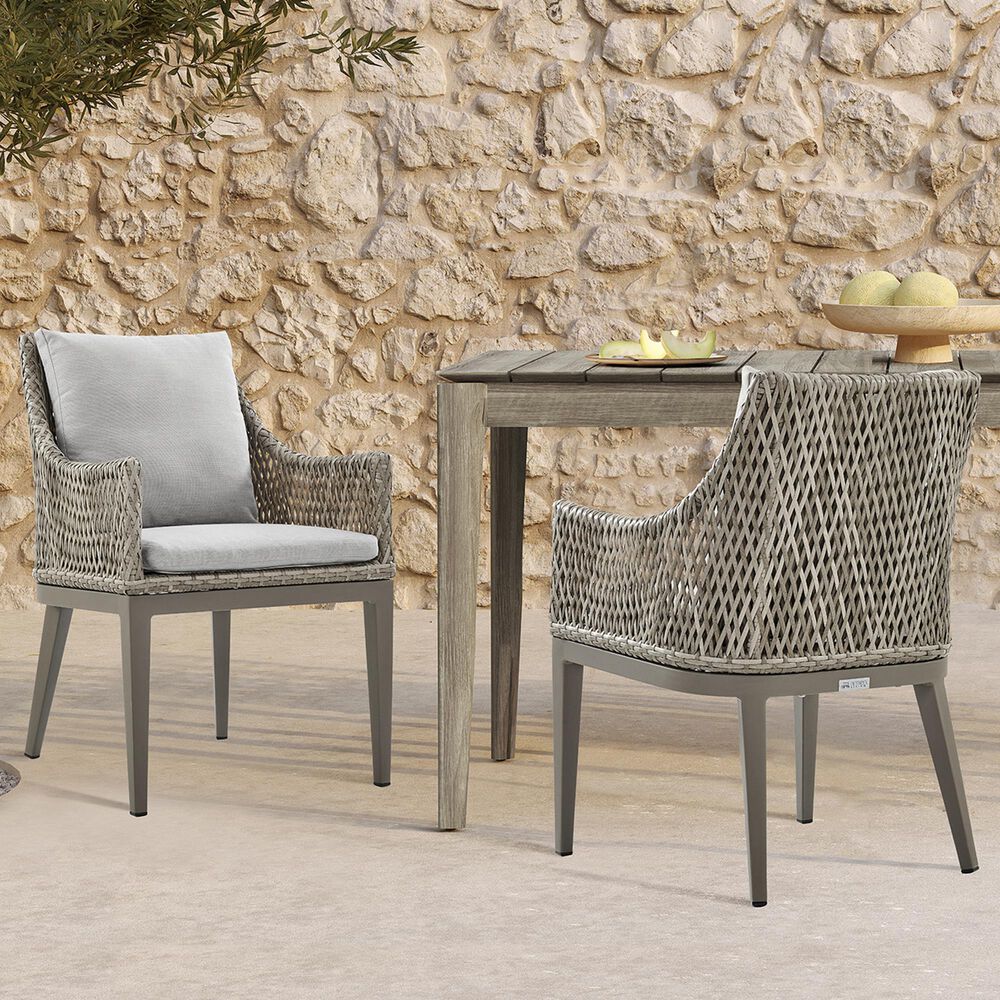 Blue River Silvana Outdoor Dining Chair with Beige Cushion in Gray (Set of 2), , large