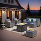 HOMLUX 7 Piece Outdoor Patio Set in Denim Blue, , large