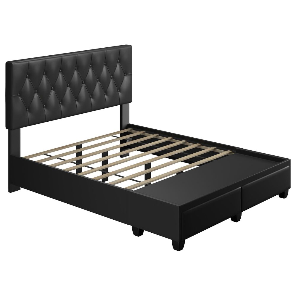 Accent  Verona Queen Upholstered Storage Bed in Black, , large
