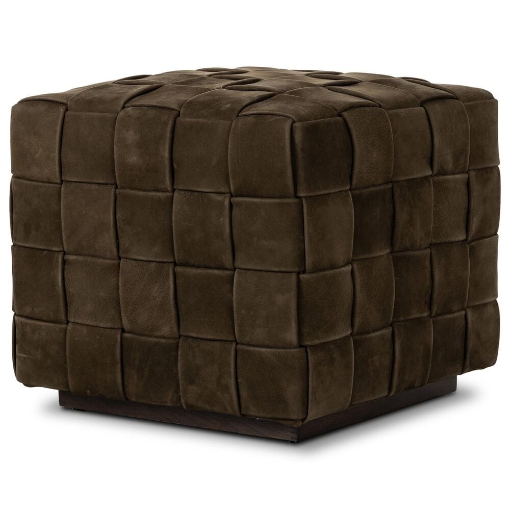 Four Hands Flores Ottoman in Nubuck Olive, , large