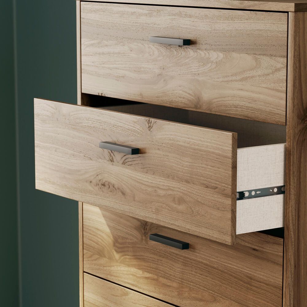 Ashley Deanlow 5-Drawer Chest in Honey Brown and Dark Pewter, , large