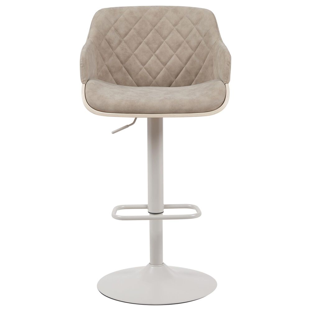 Armen Living Toby Adjustable Swivel Bar Height Stool with Vintage Taupe Upholstery in Ivory, , large