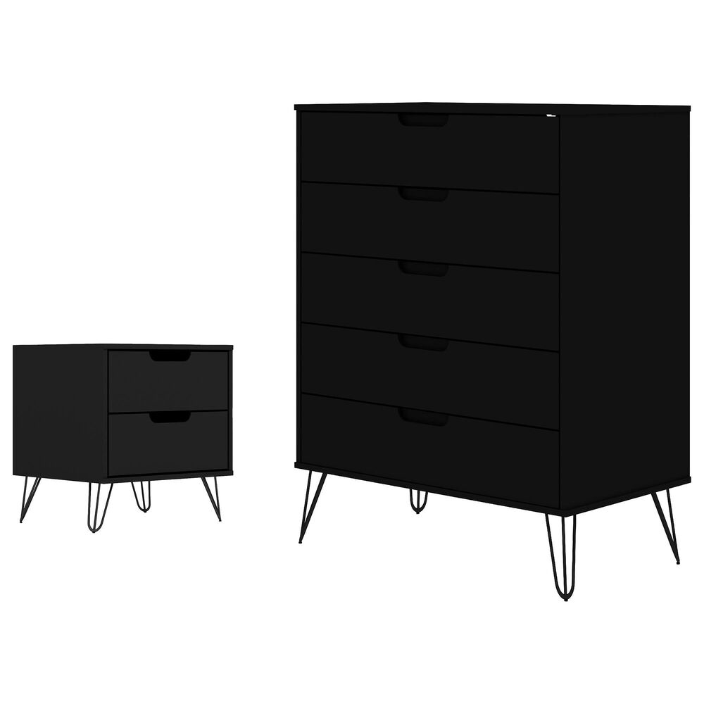 Dayton Rockefeller 2-Piece Dresser & Nightstand Set in Black, , large
