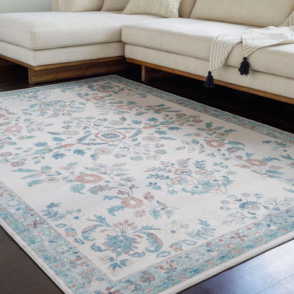 37B Lavable Blue 7&#39;6&quot; x 9&#39;5&quot; Area Rug, , large