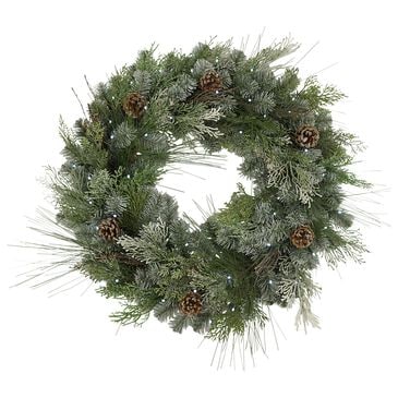 The Gerson Company 32" Pine Wreath with LED Lights in Green, , large