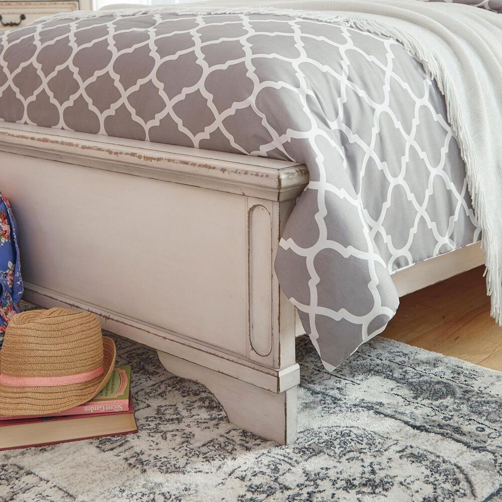 Ashley Realyn Twin Button Tufted Panel Bed in Chipped White, , large