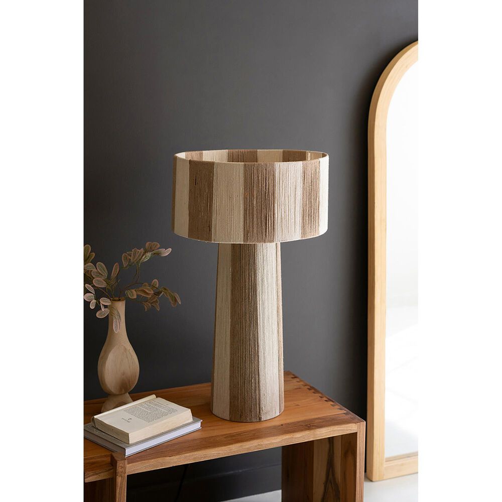 Kalalou Striped Table Lamp in Natural and White, , large