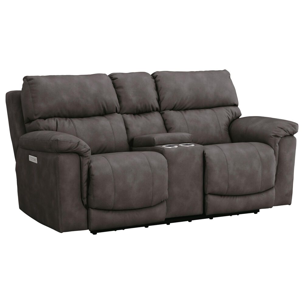HomeStretch Cosmo Triple Power Loveseat with Console in Omnipotent Pewter, , large