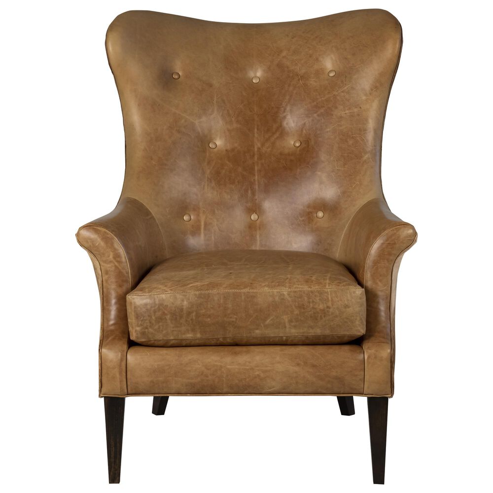Massoud Leather Wing Chair in Citations Sahara, , large