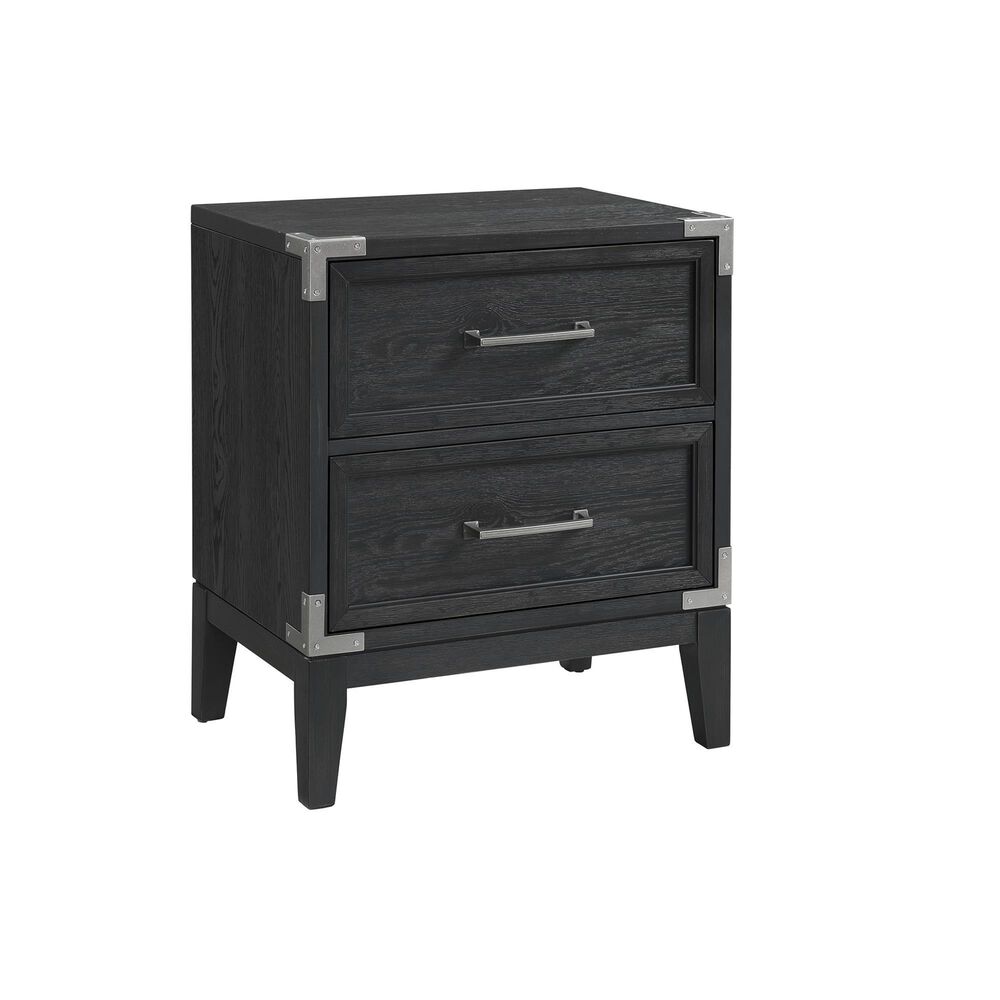 Hawthorne Furniture Laguna 2 Drawer Nightstand in Weathered Steel Slate, , large