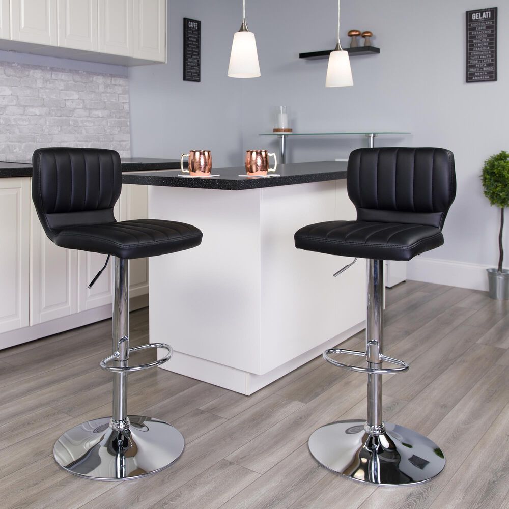 Flash Furniture Adjustable Barstool in Black, , large