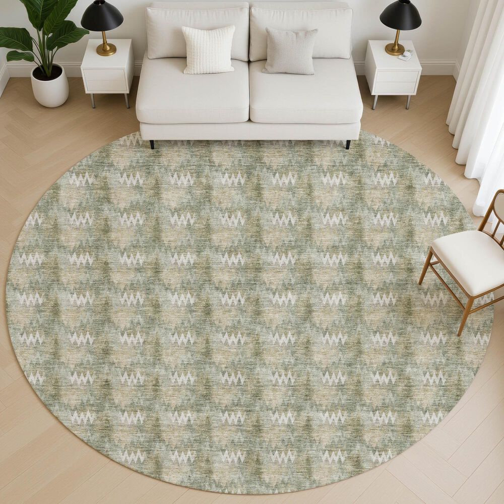 Dalyn Rug Company Soft Essentials Chevron Olive 8' Round Area Rug, , large