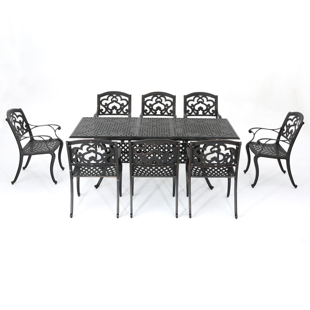 Noble House Abigal 9-Piece Patio Dining Set in Shiny Copper, , large