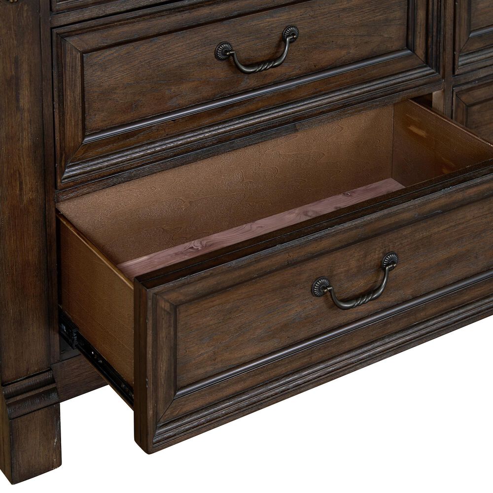Sasha Lee Grand Teton 5 Piece Queen Bedroom Set in Warm Brown Oak, , large