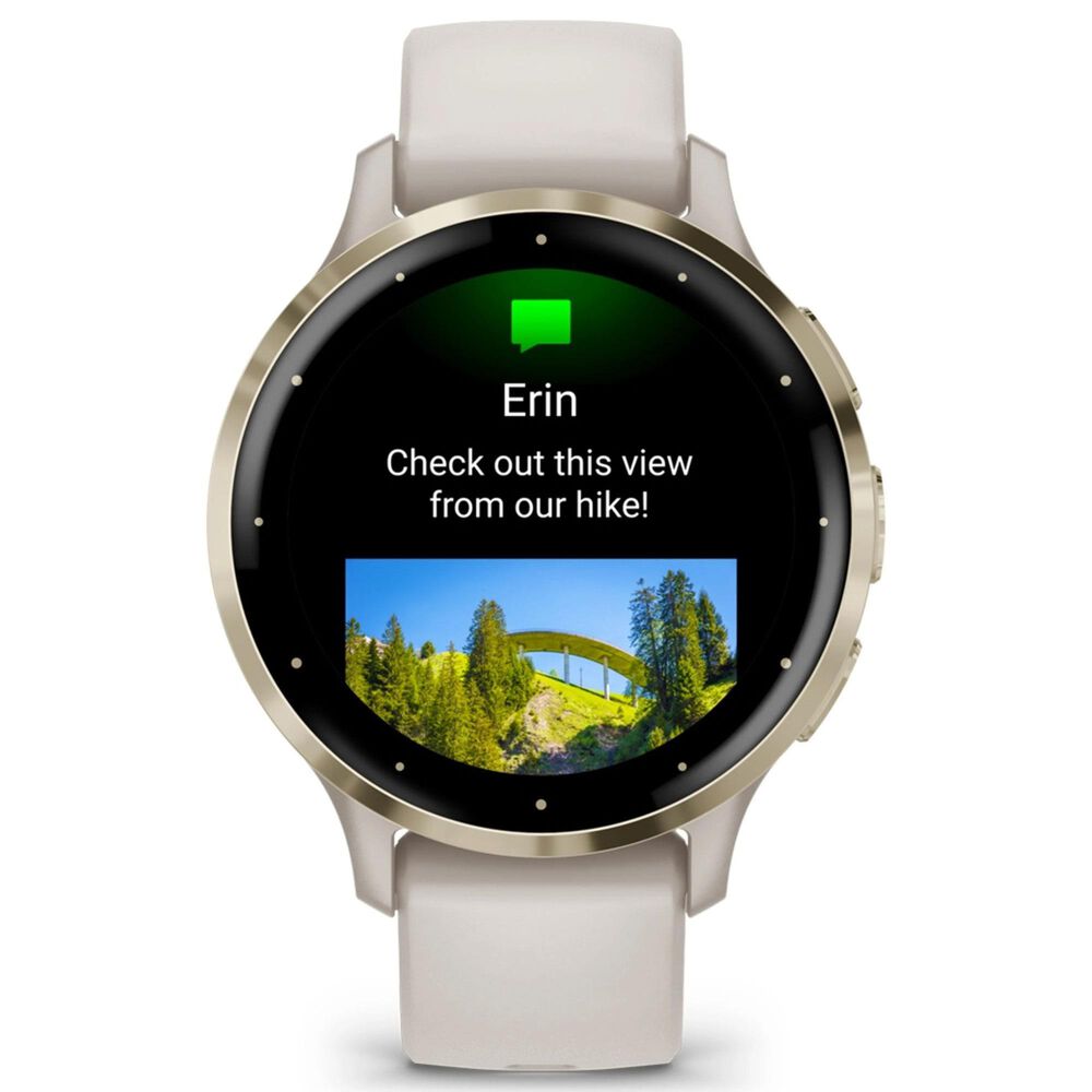 Garmin Venu 3S Smartwatch 41mm Soft Gold Stainless Steel Bezel Case with Ivory Silicone Band, , large