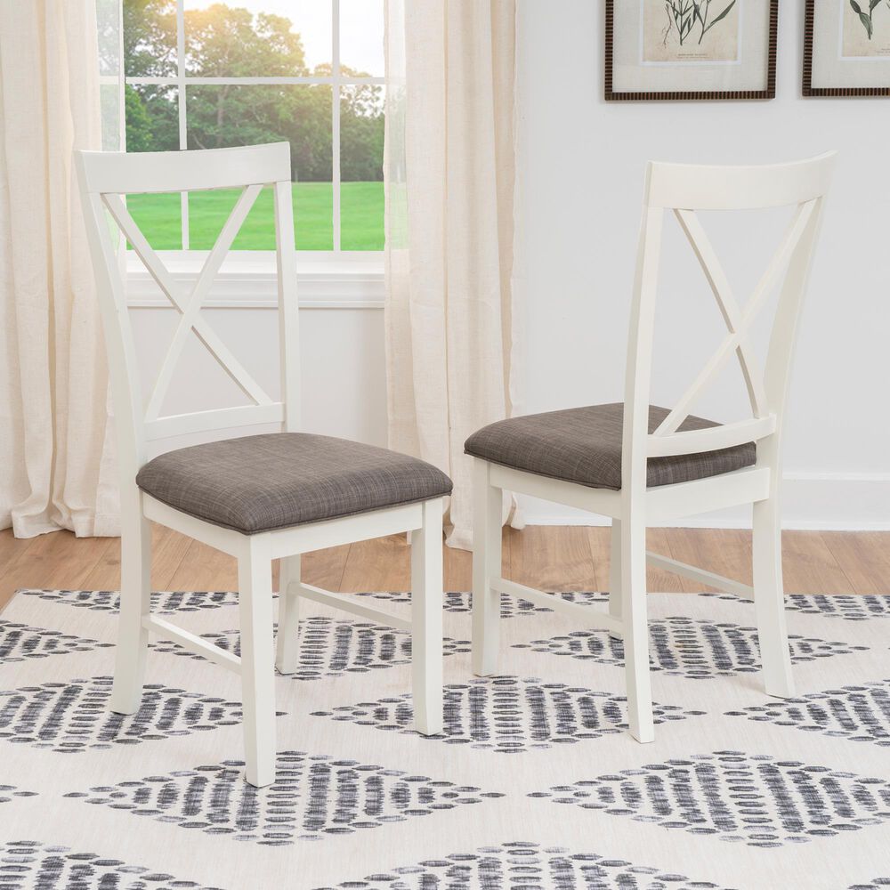 Linon Home Decor Jane Side Chair with Taupe Cushion in Vanilla White, , large