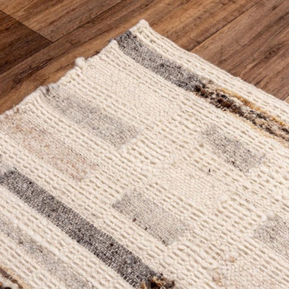 RIZZY Nova 5&#39; x 7&#39;6&quot; Geometric Silver and Ivory Area Rug, , large