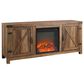 Walker Edison 58" Barn Door Fireplace Console in Rustic Oak, , large