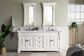 James Martin Vanities Brookfield 72" Double Bathroom Vanity in Bright White with 3 cm Carrara White Marble Top and Rectangle Sinks, , large