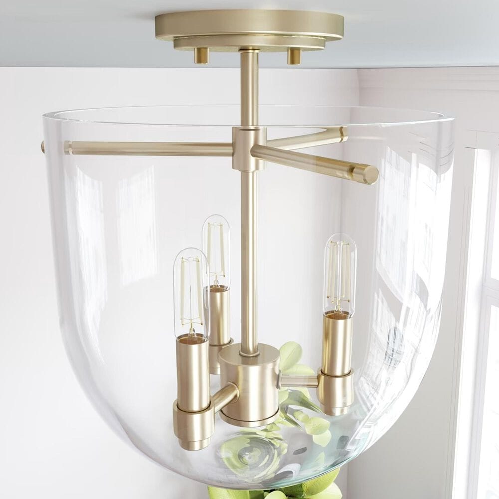 Hunter Sacha 3-Light Semi-Flush Mount in Alturas Gold, , large