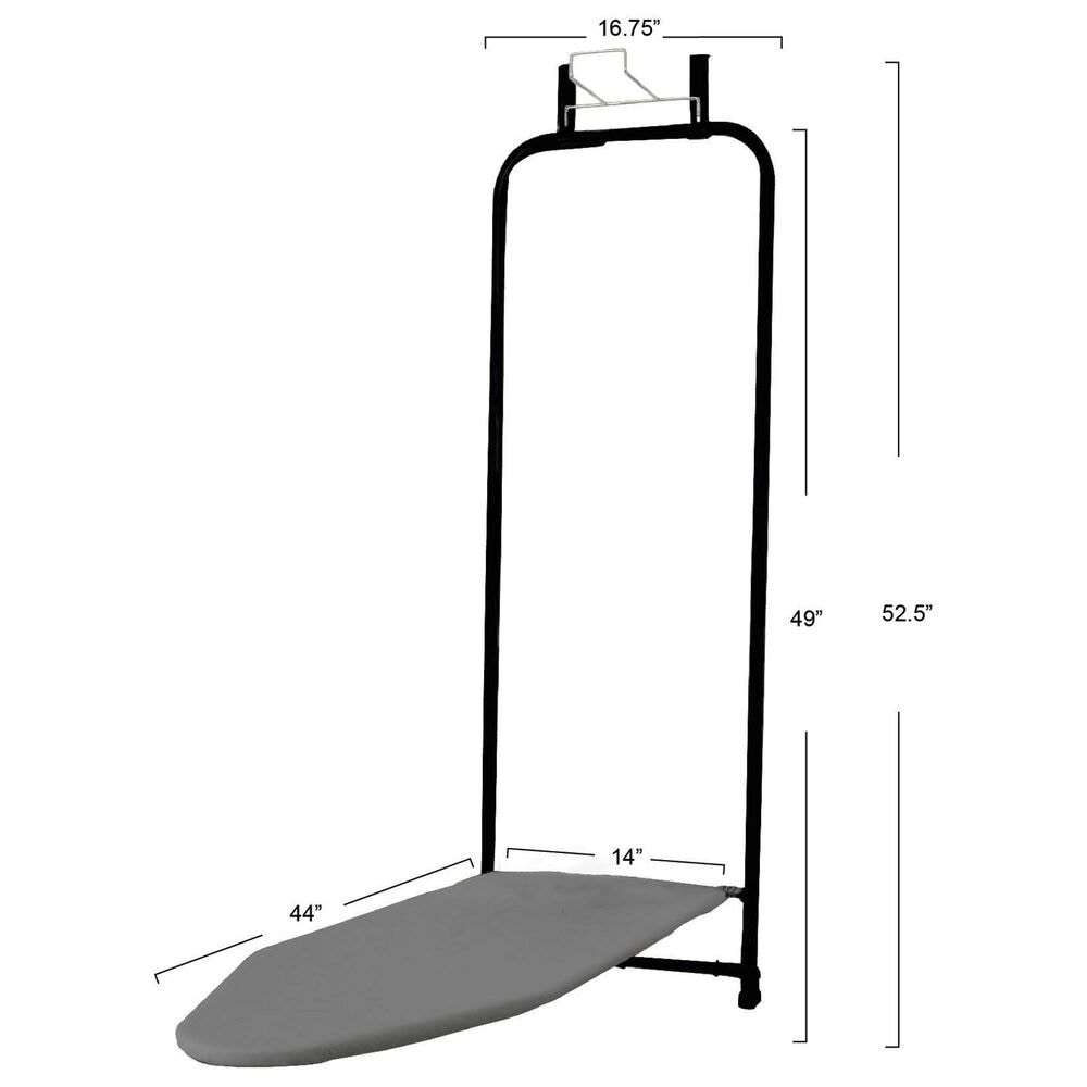 Household Essentials Over the Door Ironing Board with Padded Board Cover in Matte Black, , large