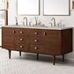 James Martin Vanities Amberly 72" Double Bathroom Vanity in Mid-Century Walnut with 3 cm Eternal Jasmine Pearl Silestone Top, Rectangular Sinks and FreePower Wireless Charger, , large