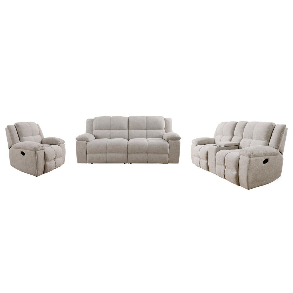 Simeon Collection Buster 3-Piece Manual Living Room Set in Opal Taupe, , large