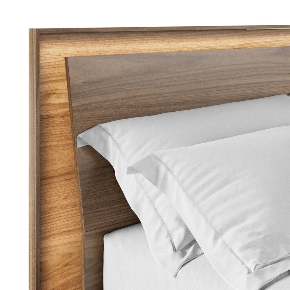 BDI Kava Queen Platform Bed in Natural Walnut with Lighting and USB Ports, , large