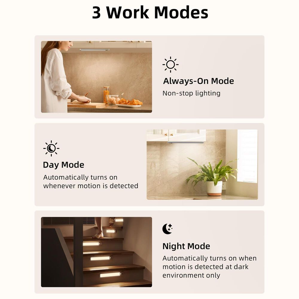 HOMLUX 9" 1-Light Under Cabinet Light Bar with Warm White LED in White and Silver (Set of 3), , large
