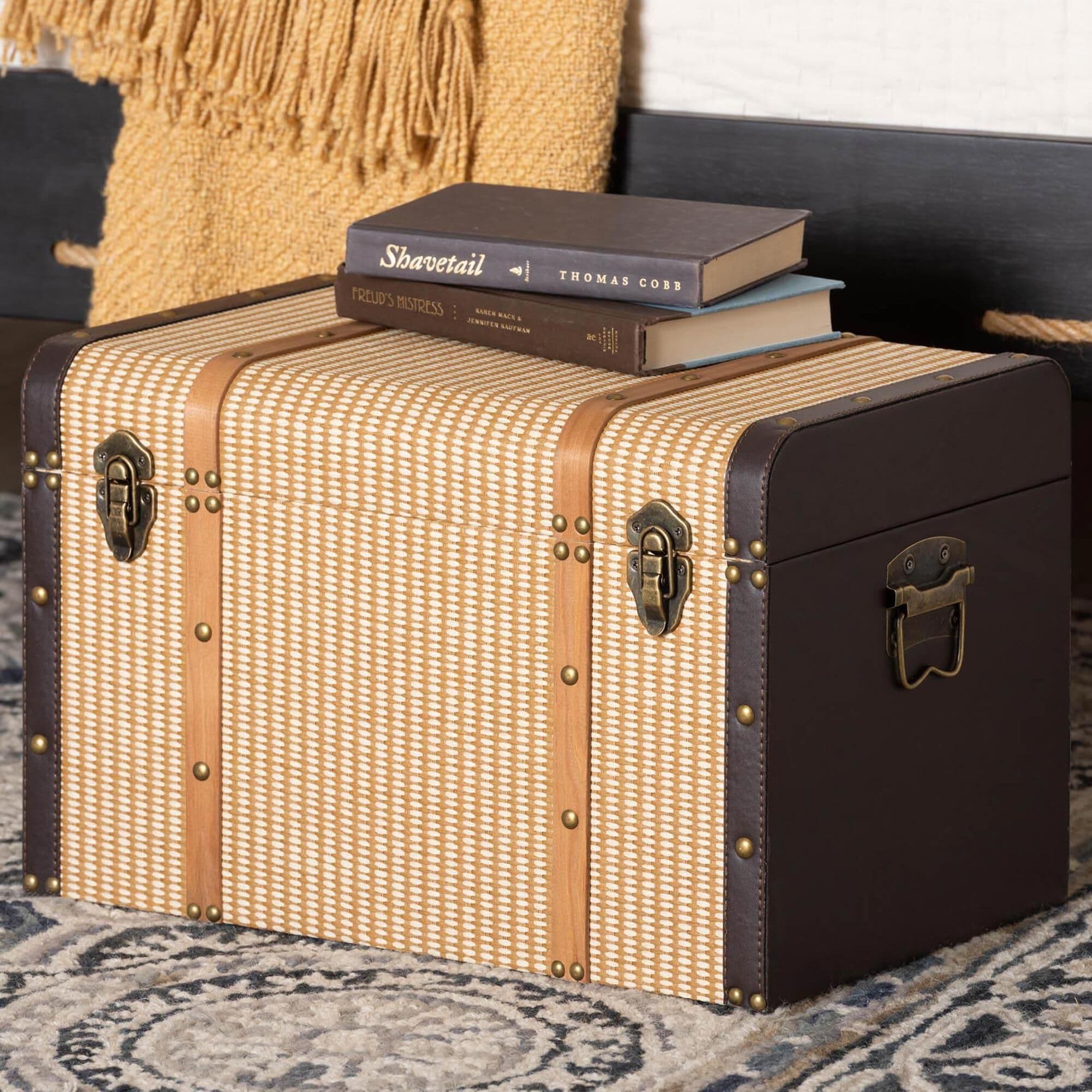 Baxton Studio Manton Storage Trunk with Hinged Top in Light, Dark
