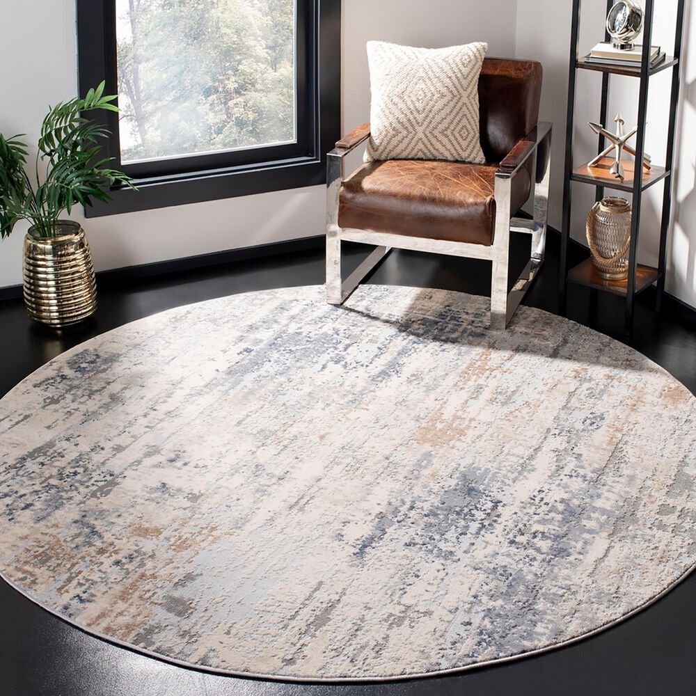 Safavieh Invista INV432A 6&#39;7&quot; Round Cream and Grey Area Rug, , large