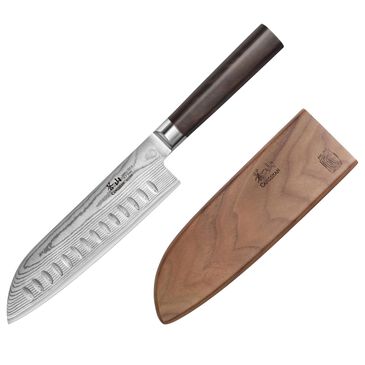 Cangshan Haku 7" Santoku Knife with Sheath in Dark Brown and Silver, , large