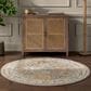 Surya Reina Tan, Light Brown, Light Gray, Cream, Denim, Mustard and Olive 6"7" Round Area Rug, , large