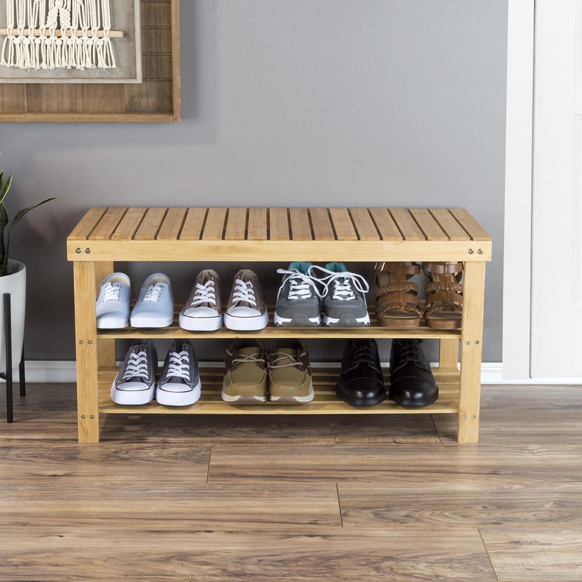 Timberlake Lavish Home Bamboo Rack Storage Organizer in Bamboo