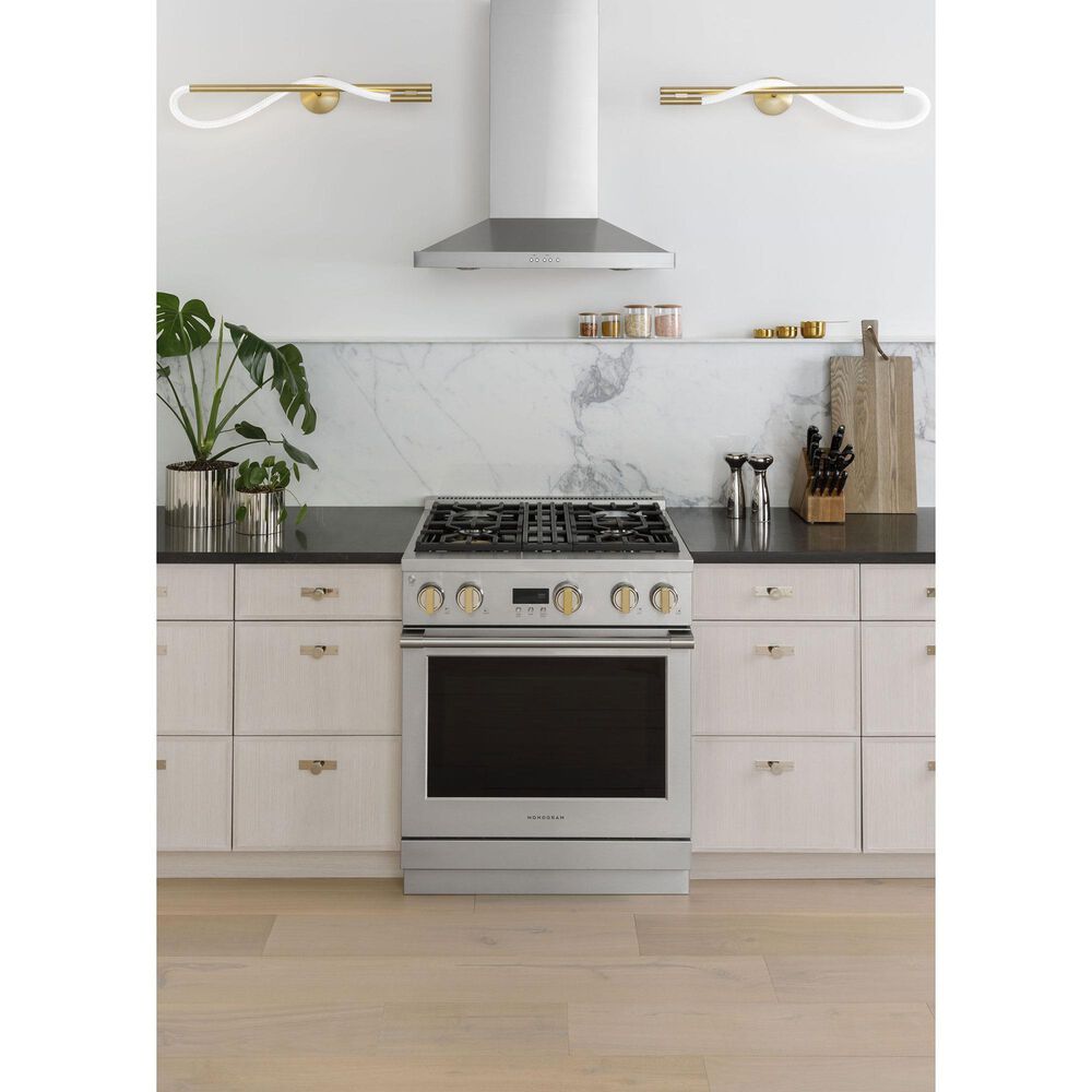 Monogram 3-Piece Kitchen Package with 30&quot; All Gas Professional Range and Integrated Dishwasher in Stainless Steel, , large