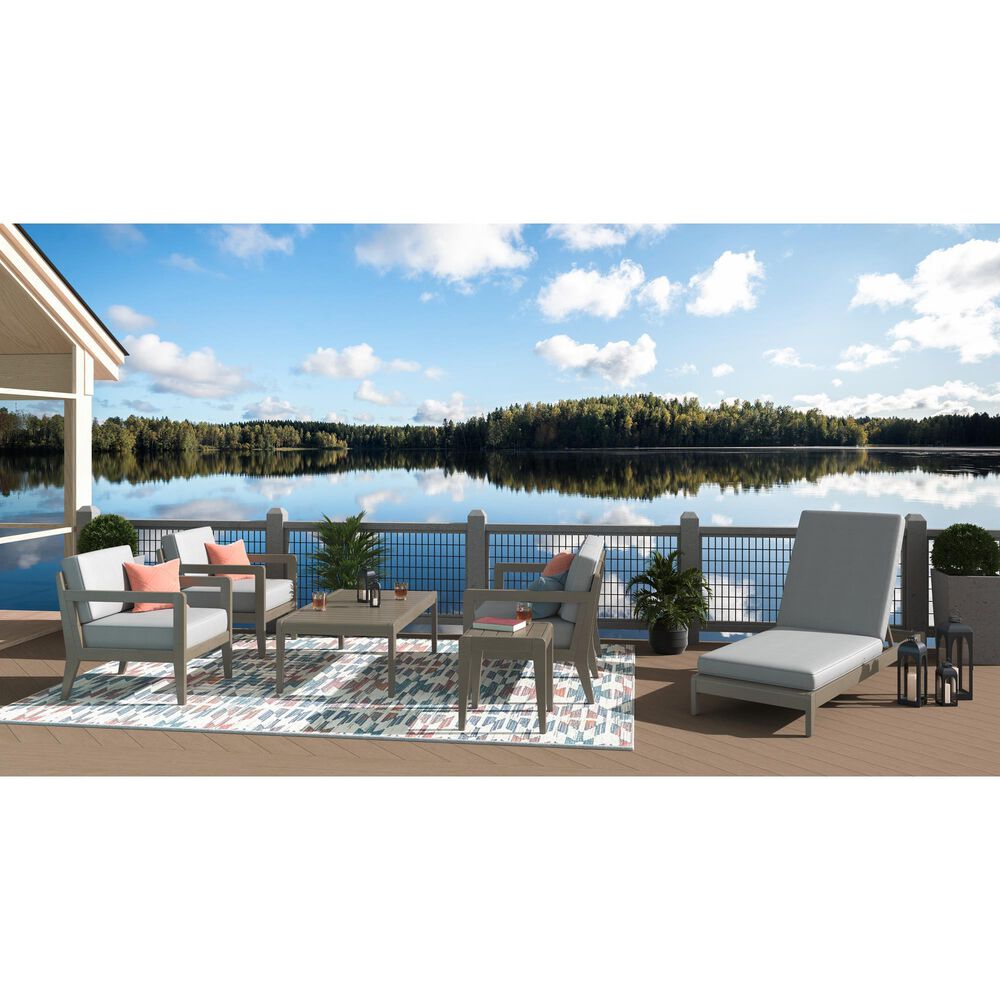 Homestyles Sustain Patio Chaise Lounge with Gray Cushion in Stain Brown, , large