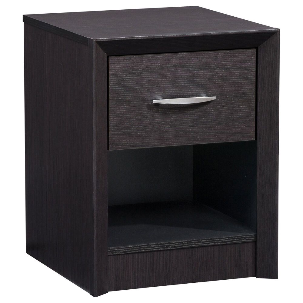 CorLiving Newport 1 Drawer Nightstand in Black Oak, , large