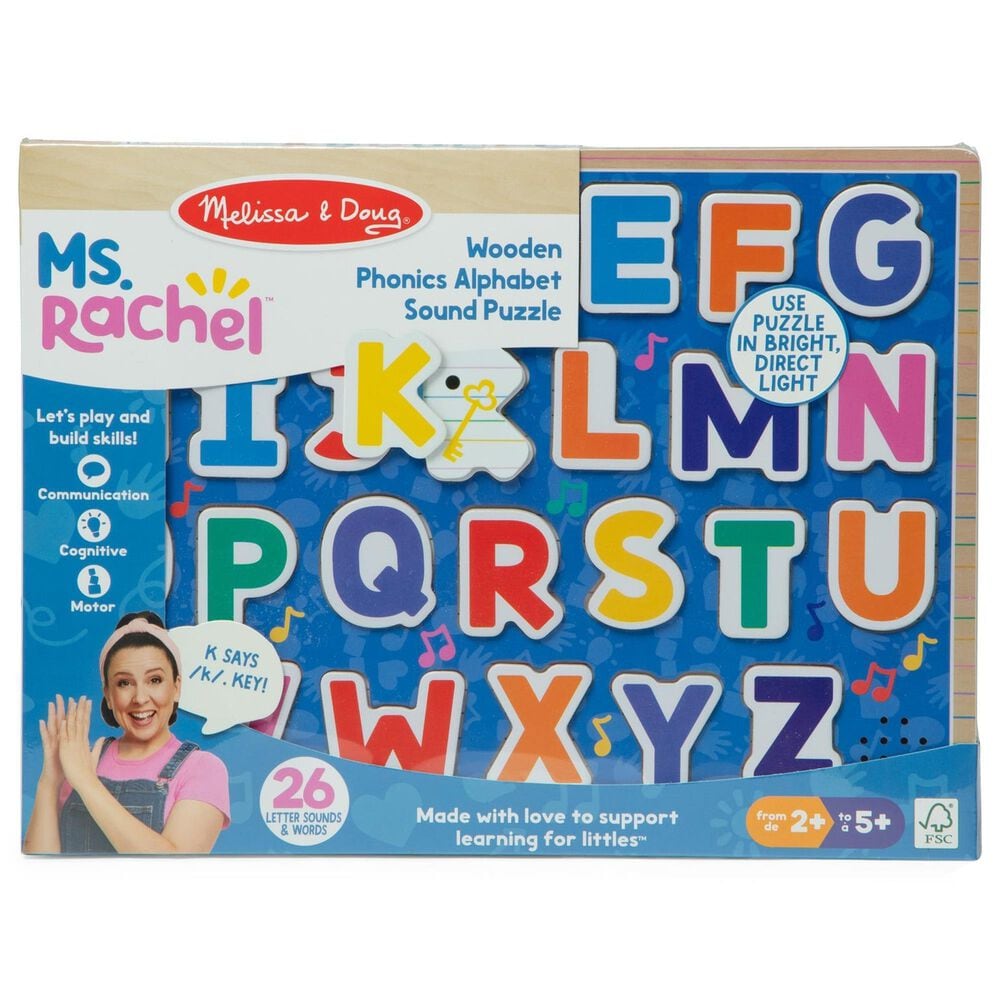 Melissa &amp; Doug Ms. Rachel Wooden Phonics Alphabet Sound Puzzle, , large