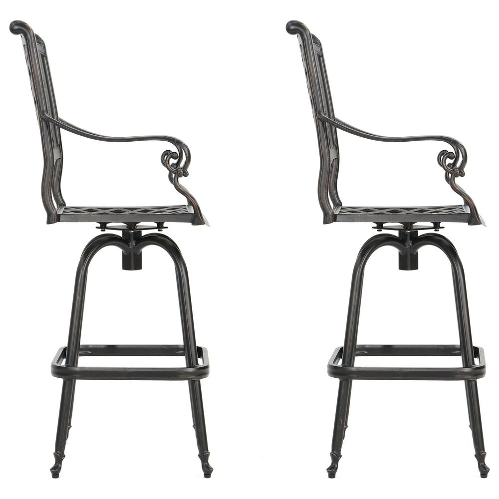 Noble House Avon Patio Barstool in Shiny Copper &#40;Set of 2&#41;, , large