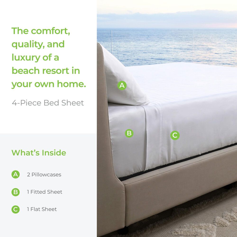 Cariloha Resort 4-Piece California King Sheet Set in White, , large